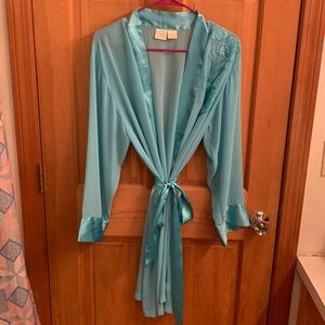Teal Blue Sheer Vintage Robe size small
